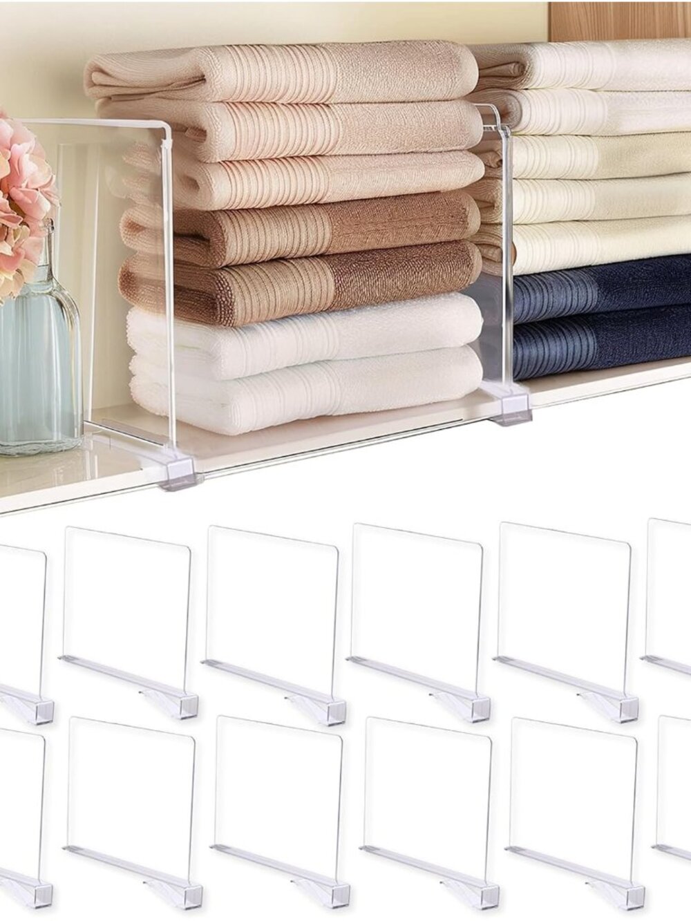 12Pcs Acrylic Shelf Dividers for Closet Organization Purse Organizer
